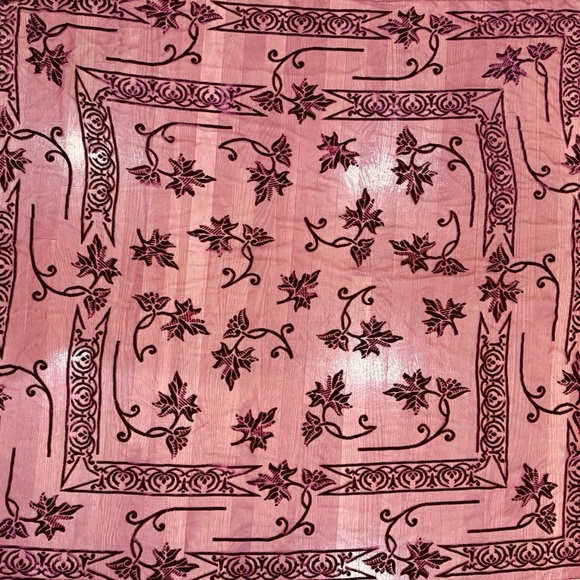 Salvatore Ferragamo Burgundy Sheer Velvet Square Scarf 43” x 47” Silk Blend - Picture 3 of 13